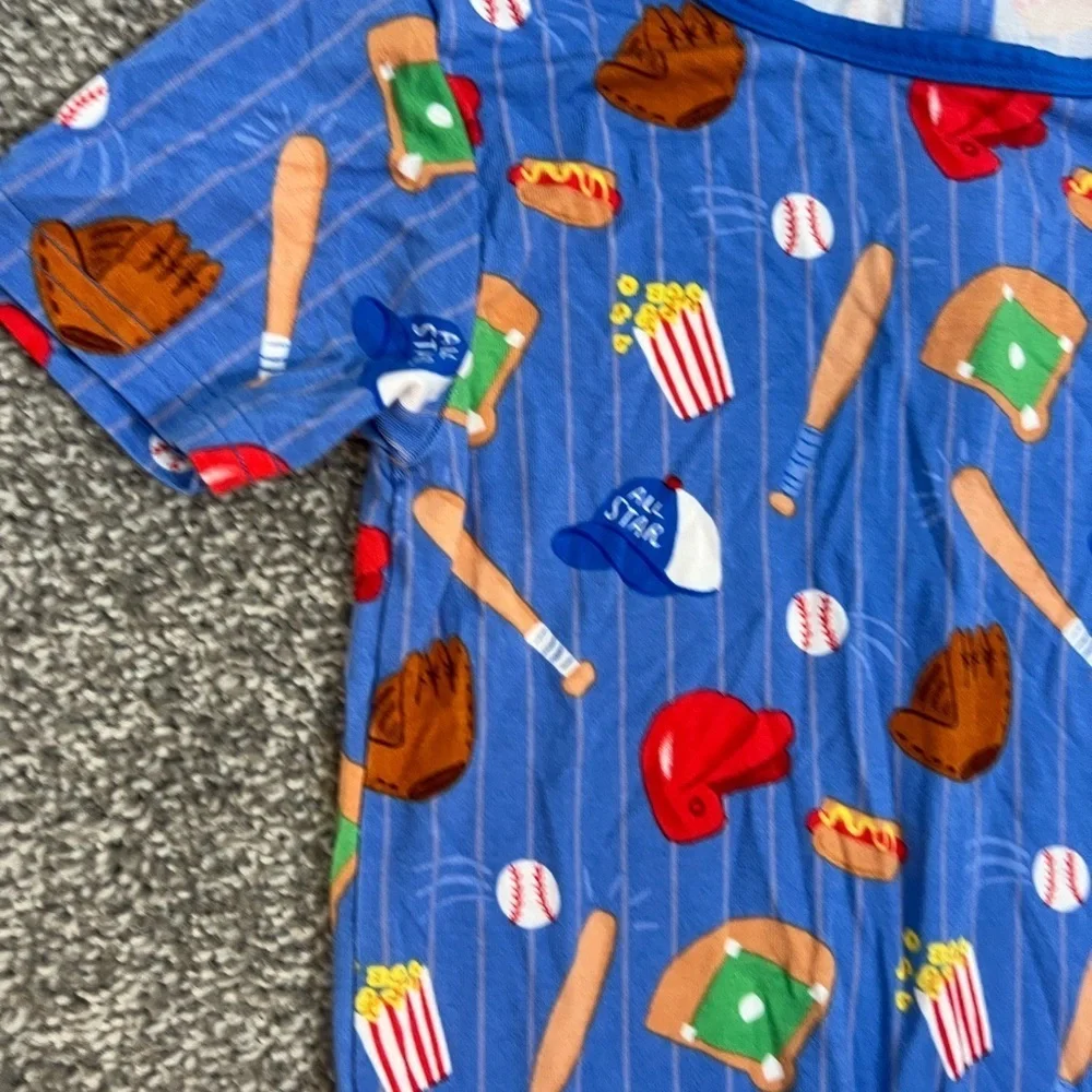 Little sleepies Blue Baseball Print Baby Romper 3T